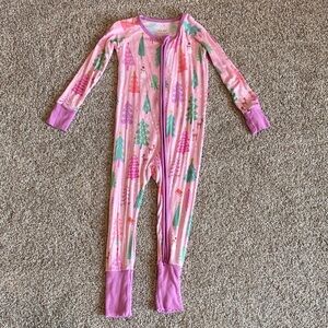 Little Sleepies 18-24 month Pink Holiday Tree One-Piece Pajamas